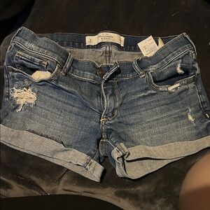 Abercrombie & Fitch Distressed Blue Jean Shorts